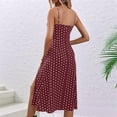 thumbnail image 5 of Womens Polka Dot Sundresses Spaghetti Strap Summer Dresses Slim Fit Side Slit Midi Dress A Line Beach Dress Wine Red XXL, 5 of 8
