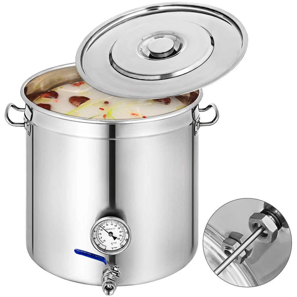 VEVOR Kettle Stockpot Stainless Steel Lid & Thermometer 12.5Gal Home