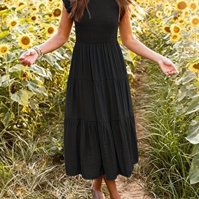 Vestido De Capas Sólidas Vestido Informal Para Primavera Y Verano Ropa De Mujer