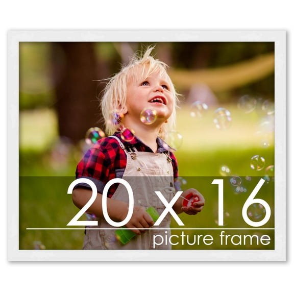 20x16 Frame White Complete Wood Picture Frame with UV Acrylic, Foam Board Backing, & Hardware