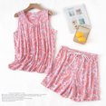 thumbnail image 1 of Fdfklak-Pijama de dibujos animados para mujer, Conjunto de camiseta y pantalones cortos de algodón, ropa informal para el hogar, traje de noche, 1 of 5
