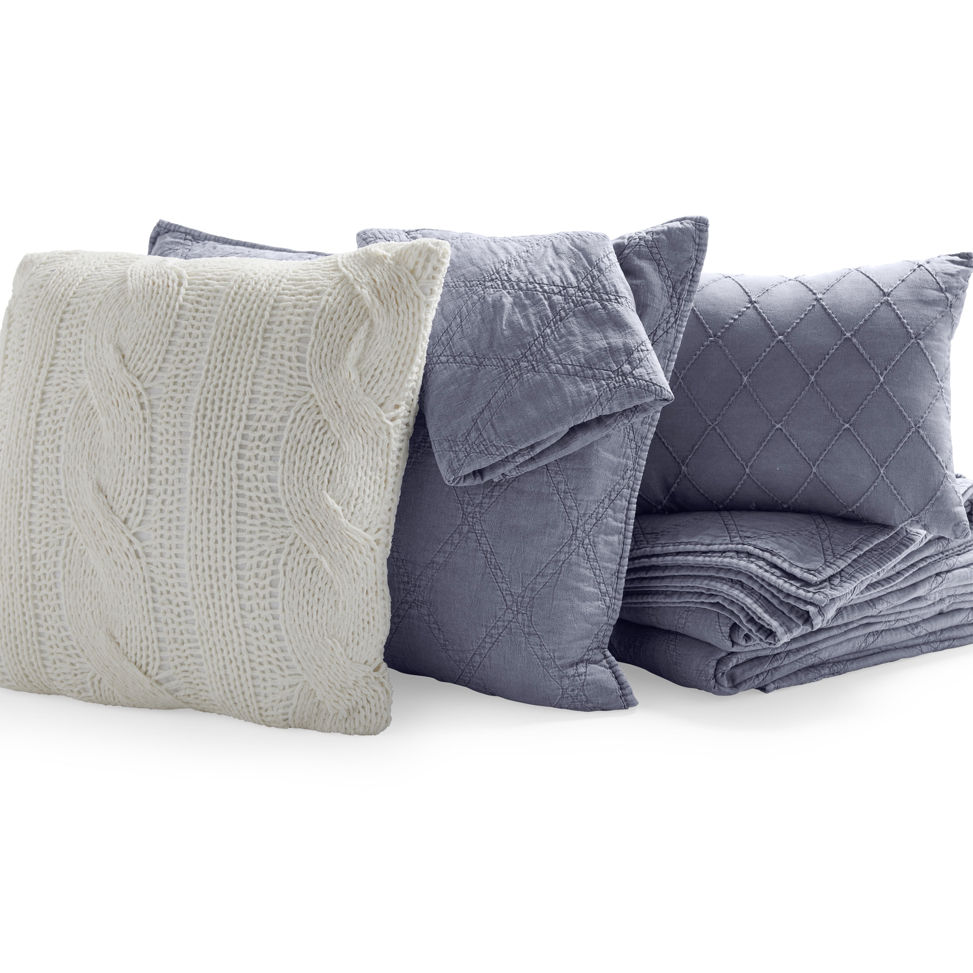 MoDRN Scandinavian 5 Piece Washed Microfiber Quilt Set