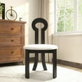 thumbnail image 3 of Vintage Solid Wood Dining Chairs - Set of 2 with Sheep Plush Backrest (Armless for Small Spaces), 3 of 26