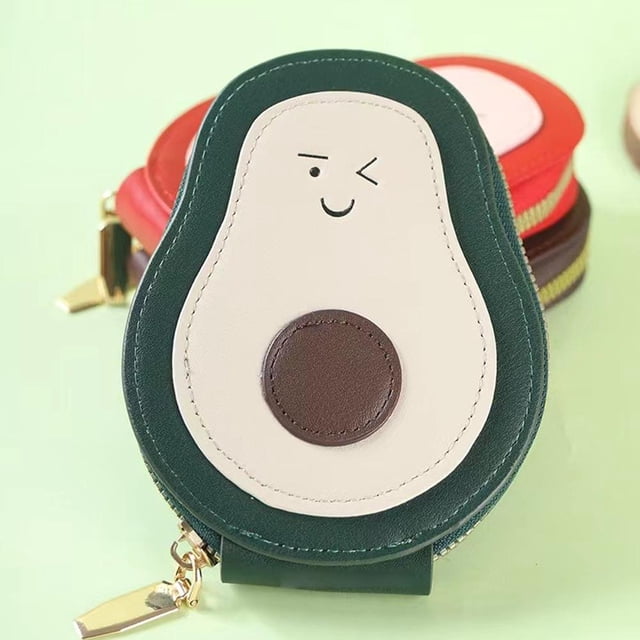 Cute Avocado Design PU Leather Card Holder - Multiple Card Slots, Large Capacity, Compact & Portable for ID, Credit & Membership Cards