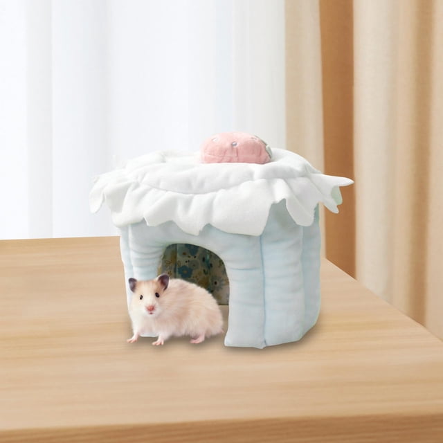 Casa para hámster, escondite para conejillos de indias, cálido hábitat de chinchilla para camas de animales pequeños, ardillas y conejillos de indias Azul S