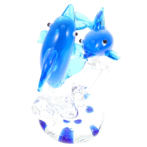 ifundom Blue Glass Dolphin Decor High Grade Desktop Ornament Elegant Home and Office Accent