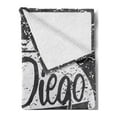 thumbnail image 2 of San Diego Soft Flannel Fleece Throw Blanket, Vintage Surf Poster Design in Grey Shades Grungy Ocean Backdrop, Cozy Plush for Indoor and Outdoor Use, 70" x 90", Charcoal Grey Pale Grey, by Ambesonne, 2 of 5