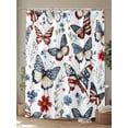 thumbnail image 4 of Patriotic Butterfly 4th of July Shower Curtain, Boho Floral Red White Blue Bathroom Decor Curtains Set with Hooks, Waterproof Fabric Home Accessories， Stall 54 X 78 Inch, 4 of 6