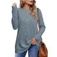 thumbnail image 5 of Besolor Long Sleeve Shirts for Women Casual Loose Crewneck Fall Tops Lightweight Tunic Sweaters Fashion Clothes, 5 of 5