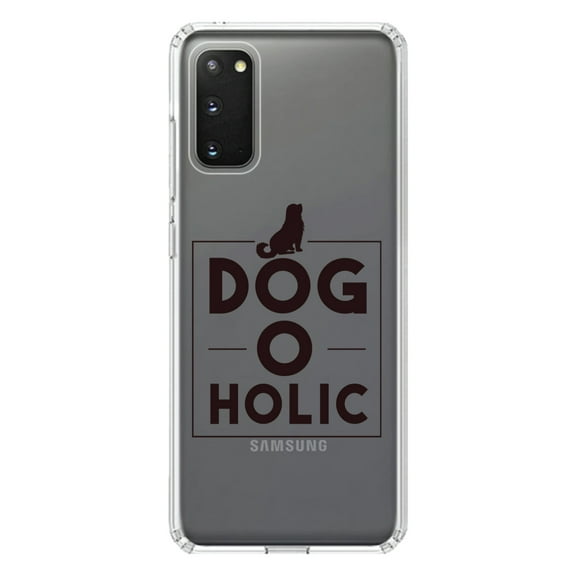 DistinctInk Clear Shockproof Hybrid Case for Galaxy S20 / S20 5G (6.2" Screen) - TPU Bumper Acrylic Back Tempered Glass Screen Protector - Dog O Holic - Dogoholic
