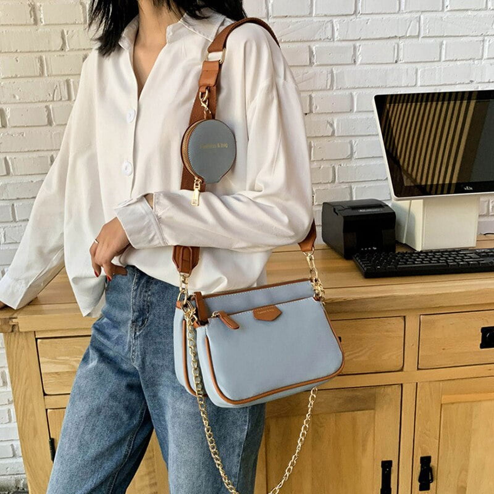 CoCopeaunt Wide Shoulder Strap Hand Bags for Women Chain Small Luxury  Designer Handbag Female Bag Purse Womens Square Crossbody Trend 