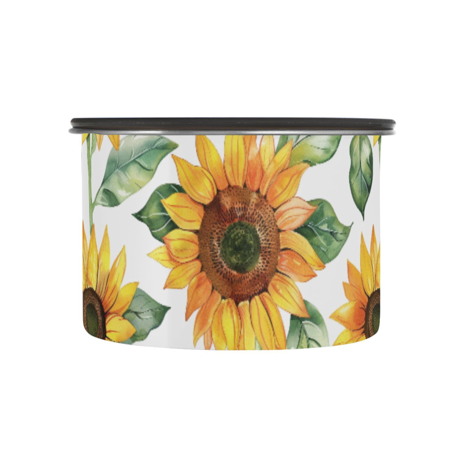 Sunflowers Watercolour Airtight Coffee Bean Canister 30oz Food Storage Containers with Lids For Gournd, Tea, Sugar, Flour, Rice, Cereal, Candy Cookie Jar