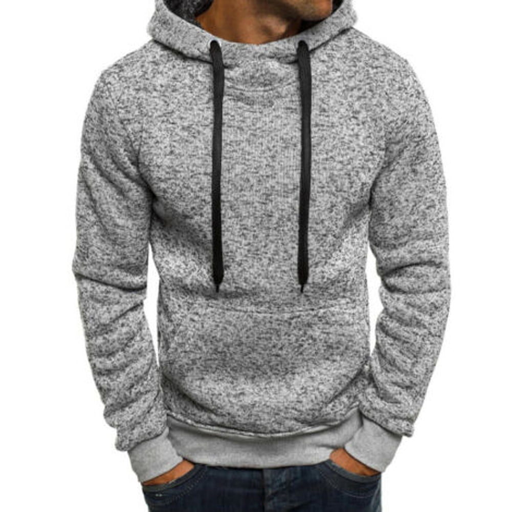 Mens Hoodie Winter Warm Long Sleeve Hoodie Hooded Sweatshirt Tops