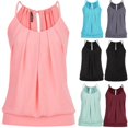 thumbnail image 4 of Débardeur Camisole Femme Été Tendance Col Ample Sans Manches Plissé Décontracté Basique Gris P, 4 of 4