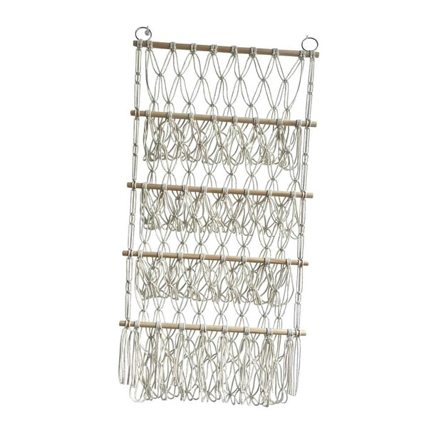 Hamaca de red para colgar en la pared, organizador para dormitorio y baño Beige