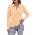 thumbnail image 2 of Sundazz Womens Cable Knit Sweaters Long Sleeve V Neck Pullover Fall Winter Sweater Tops Casual Polo Shirts, 2 of 9