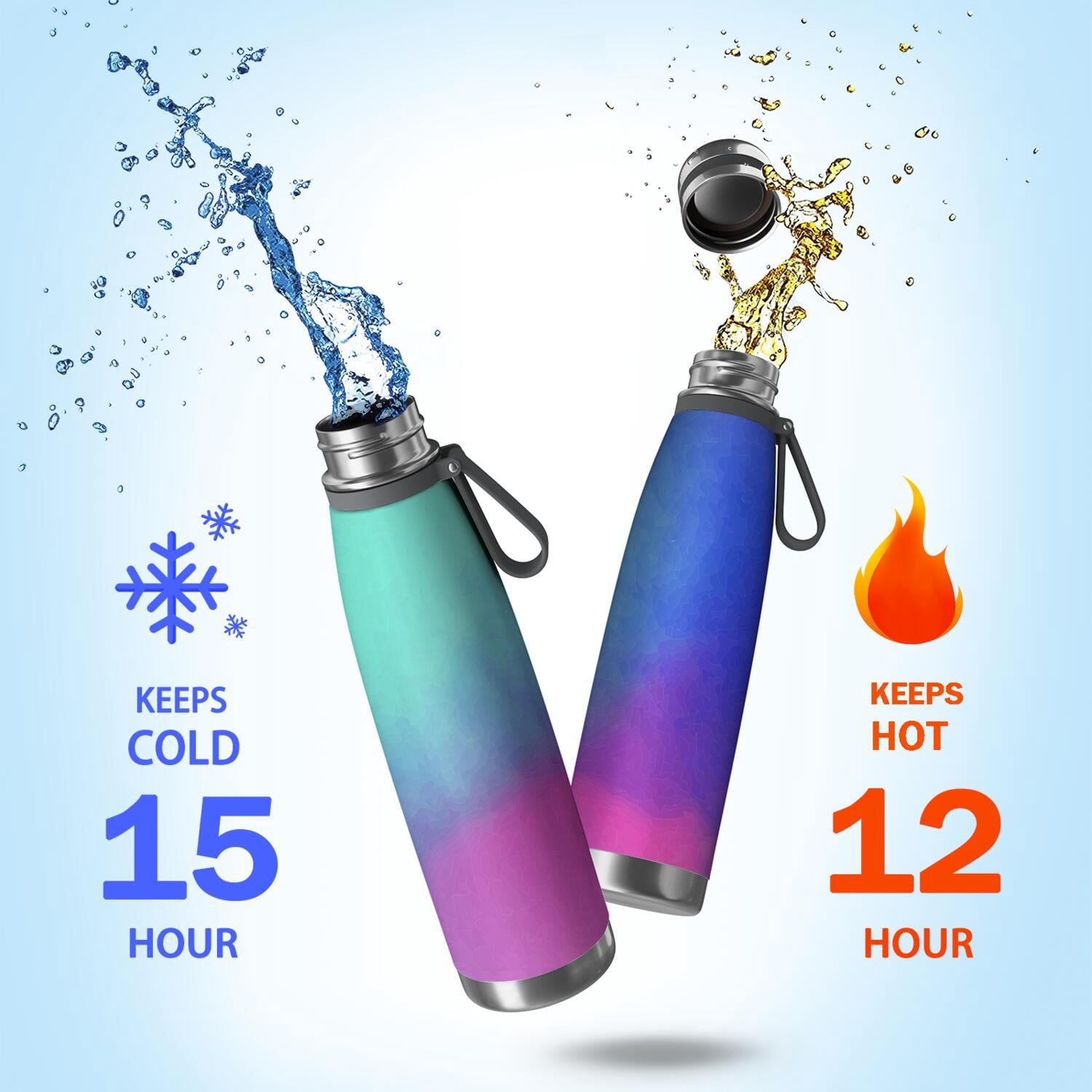 29oz Insulated Water Bottle with Tea Infuser, Stainless Steel Travel Mug, Fluid Smoke Aurora Art Style