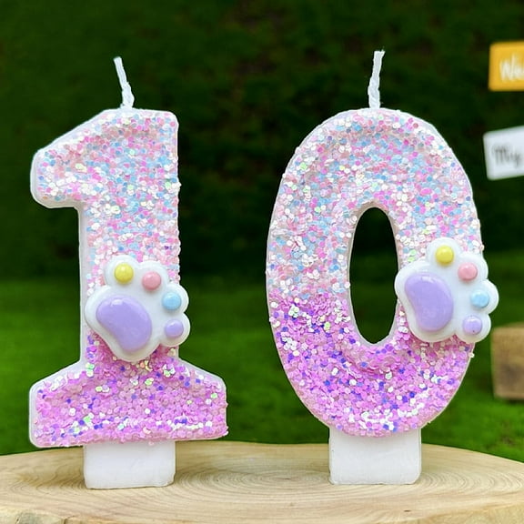 Dog Paw Birthday Number Candles for Cake Decoration, Pink Dog Cat Paw Number 7 Candle, Dog Themed Birthday Cake Topper for Party Decorations Favors Supplies
