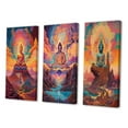 thumbnail image 3 of Designart "Buddha in the Mountains Psychedelic Vision IV" Buddhism Wall Art Set Of 3 - Traditional Pink Gallery Wall Set For Home Decor, 3 of 6