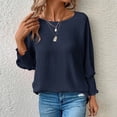 thumbnail image 4 of Ruimatai Women's Loose Casual T-Shirt 3/4 Sleeve Solid Color Round Neck Top Comfortable Stretchy Soft Breathable Summer Blouse, 4 of 6