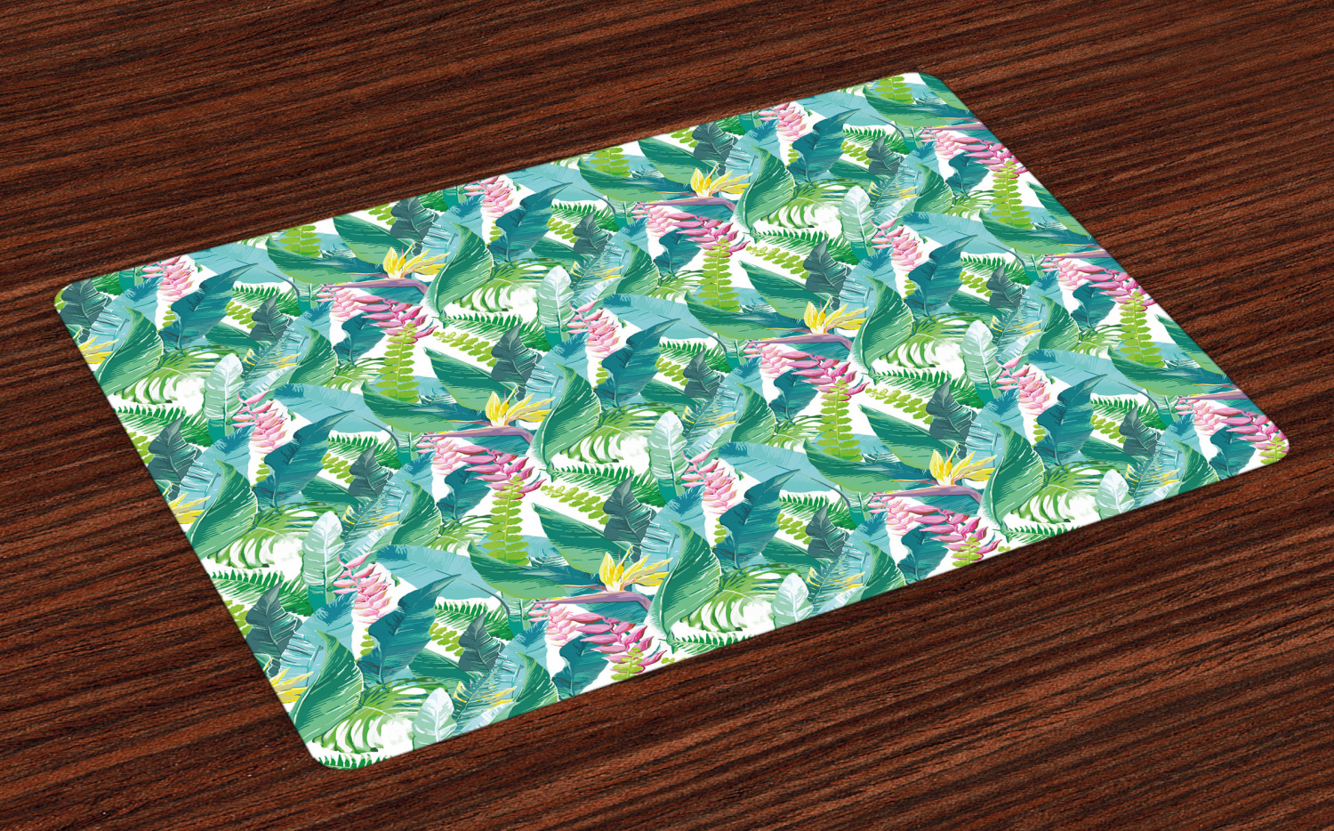 Watercolor Placemats Set of 4 Exotic Jungles of Hawaii Inspired Fresh