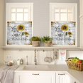 thumbnail image 4 of Farm Sunflowers Kitchen Curtains Valances and Tier Set,3 Pieces Rod Pocket Tiers Curtain Vintage Yellow Floral and Bee Small Window Valance Sets Treatment Drapes Sunshine Texts Grey Wood Plank, 4 of 6