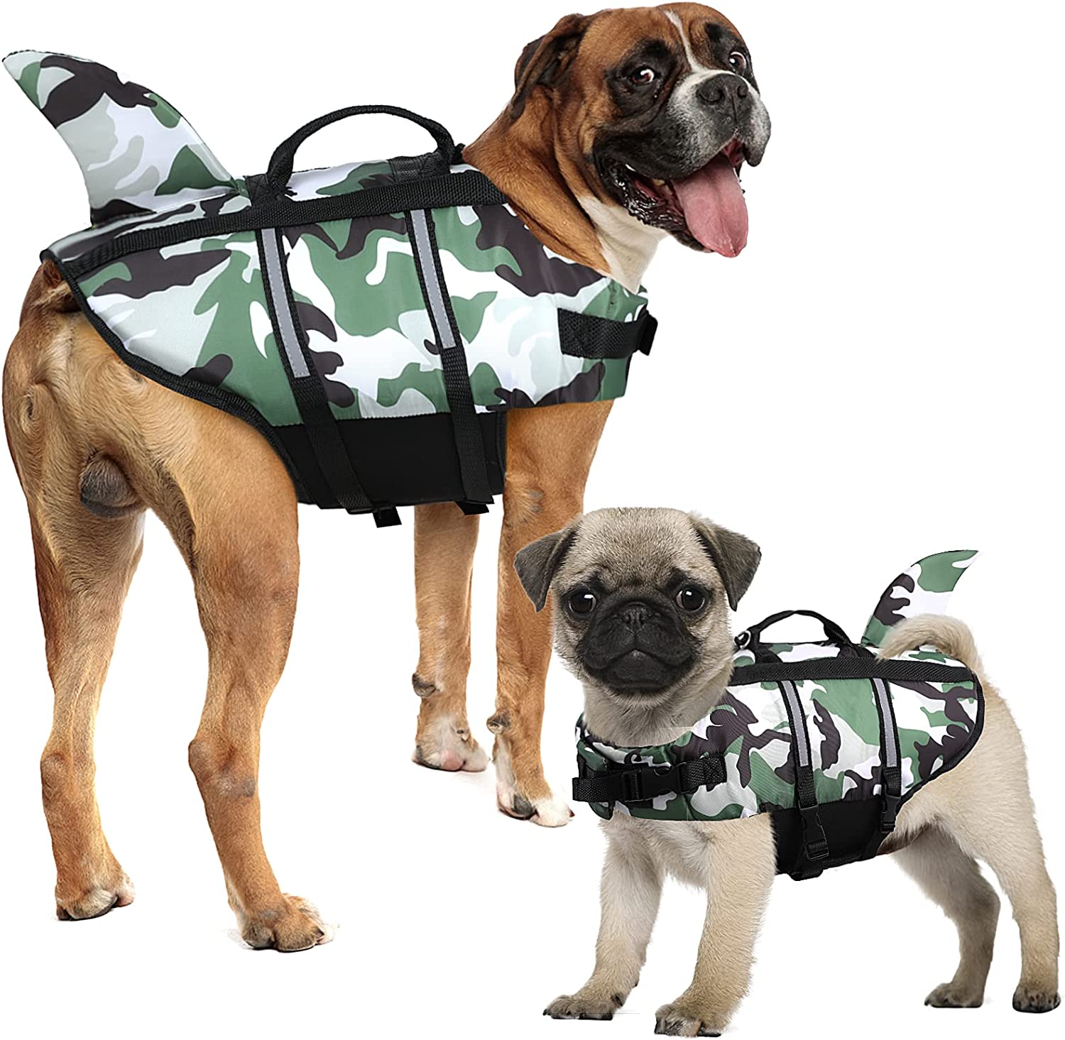 QWZNDZGR Dog Life Jacket, Dog Shark Life Vest Pet Floatation Vest with Resue Handle for Pool