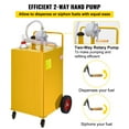 thumbnail image 3 of KFFKFF Fuel Storage Unit, 35 Gallon, Mobile Gas Tank on 4 Casters, Equipped with Manual Transfer Pump, Gasoline Diesel Fuel Repository for Automobiles, Lawn Equipment, ATVs, Watercraft, in Yellow, 3 of 9