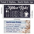thumbnail image 2 of 2Pcs Kitchen Rules Wood Sign Bathroom Rules Wood Plaque Hanging Decor for DIY Door Sign Rustic Rectangle Wooden Painting Hanging Wall Art Jute Rope Hanging Decoration for DIY Home 7.87x3.94Inch, 2 of 6