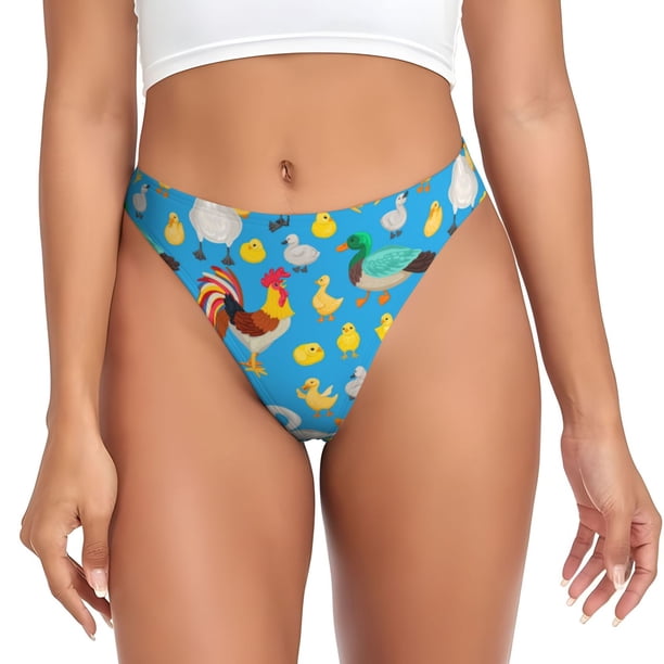 Fotbe Rooster And Chickens Tanga Sin Costuras para Mujer con Estampado – Panties Invisibles, Transpirables y Cómodos para Uso Diario-4X-Large