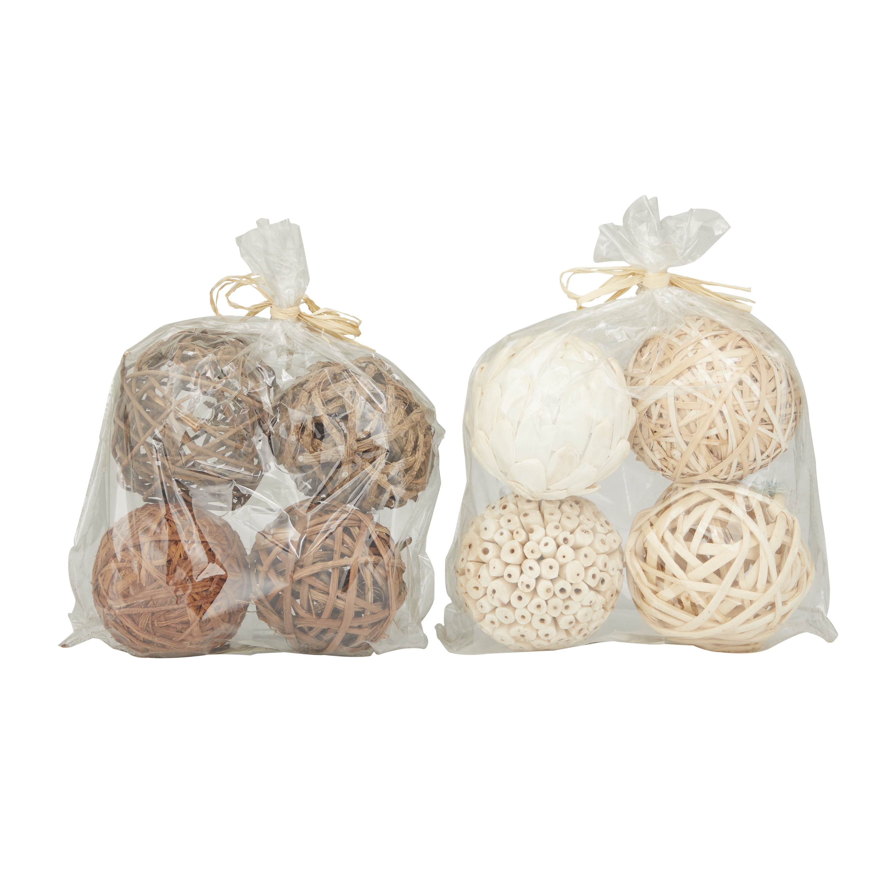 DecMode Brown 8" Handmade Dried Plant Orbs & Vase Filler with Varying Designs (2 Count)