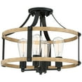 thumbnail image 6 of Franklin Iron Works Buford Rustic Farmhouse Ceiling Light Semi Flush Mount Fixture 18" Wide Faux Wood Black 4-Light for Bedroom Kitchen Living Room, 6 of 7