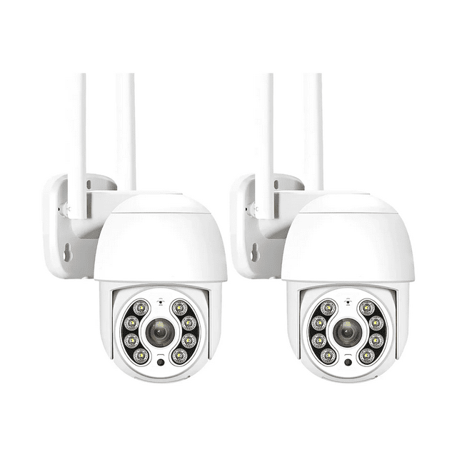 2pcs Cámaras De Seguridad Exterior Wifi Hd Ip Visión Alarma Malubero, Color Blanco