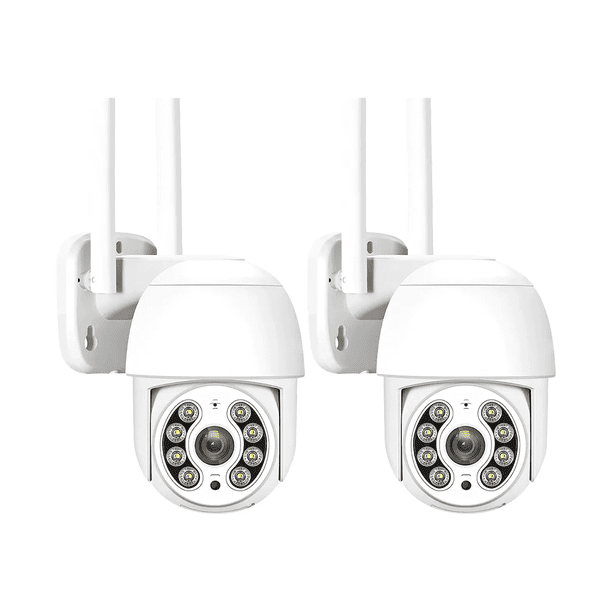 2pcs Cámaras De Seguridad Exterior Wifi Hd Ip Visión Alarma Malubero, Color Blanco
