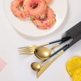thumbnail image 2 of Xiao Hua Juego de cubiertos de acero inoxidable, juego de 4 piezas de cubiertos de cocina con acabado dorado y rosa, cubiertos de tamaño universal, vajilla premium para el uso diario en el hogar., 2 of 5