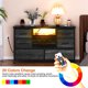 thumbnail image 1 of 8-cajón mesa de TV con power outlet & led long cómoda con wood top para 55in tv ideal para para dormitorio sala de estar o closet almacenamiento, 1 of 5
