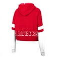 thumbnail image 3 of Women's Colosseum Heather Red Wisconsin Badgers Throwback Stripe Arch Logo Cropped Pullover Hoodie, 3 of 3