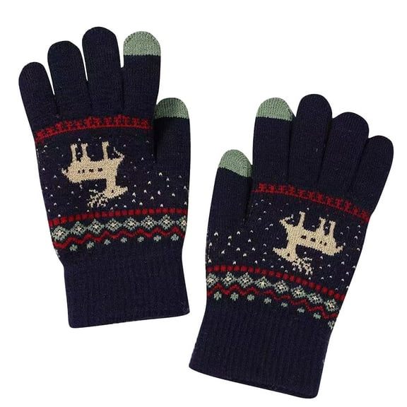 Gloves for Cold Weather, Winter Gloves Women's Winter Print Warm Touchscreen Medium And Long Knit Gloves