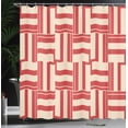 thumbnail image 3 of Ambesonne Simplistic Shower Curtain, Abstract Lines Retro Art, 69"Wx84"L, Scarlet and Pale Peach, 3 of 4