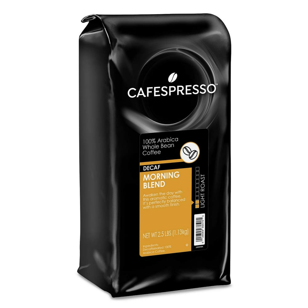 CAFESPRESSO Decaf Morning Blend Coffee, Whole Bean Light Roast, 2.5 Lb