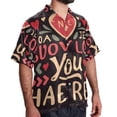 thumbnail image 2 of Valentine's Day Font Men's Hawaiian Short Sleeve Printed Button Down Poplin Casual Summer Beach Shirt, Unisex, 2 of 6