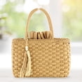 thumbnail image 1 of Bolsa Bolsos de hombro con cordón tejido para mujer, bolso grande de paja para la playa (marrón claro) JShteea Para Estrenar, 1 of 7