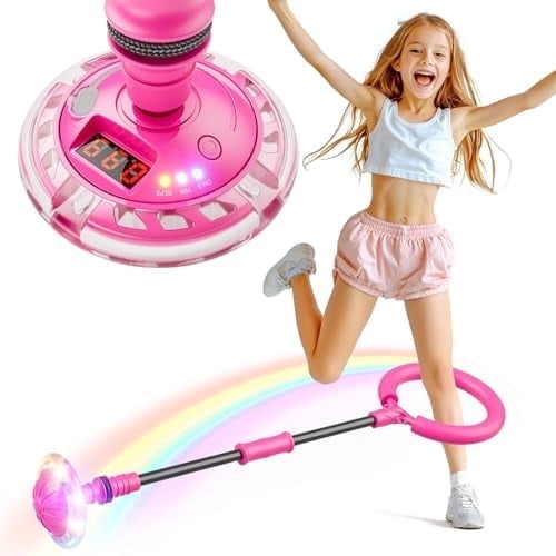 Appoft Skip Ball for Kids, Ankle Skip Ball Toy with Counter, Timer and Cal Calculator, Girl Birthday Gifts for Age 6 7 8 9 10 , Rechargeable Colorful Flash Wheel Skip Ball for Girls Women