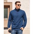thumbnail image 2 of COOFANDY Mens Quarter Zip Pullover Mock Neck Quilted Sweatshirt Casual Long Sleeve Polo Sweater, 2 of 10