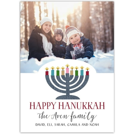 Hanukkah Votive - 5x7 Personalized Hanukkah Card