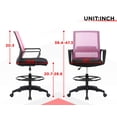 thumbnail image 7 of FDW Tall Adjustable Office Chair w/ Foot Ring, Ergonomic Mesh Mid-Back Desk Chair, Pink, 7 of 7