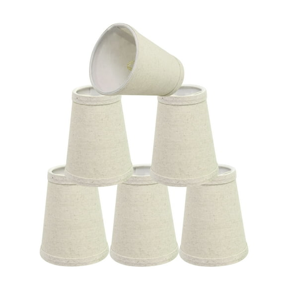 Aspen Creative 32653-6 Small Hardback Empire Shape Chandelier Clip-On Lamp Shade Set (6 Pack), Transitional Design in Oatmeal, 4" bottom width (2 1/2" x 4" x 5" )