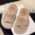 thumbnail image 4 of RUIYANQI Women's Fuzzy Slide Slippers Buckle Decor Open Toe Fluffy Sandals Soft Warm Cozy Indoor Outdoor House Shoes Multi Color Winter Slippers For Women Khaki Women Sandal, 4 of 4