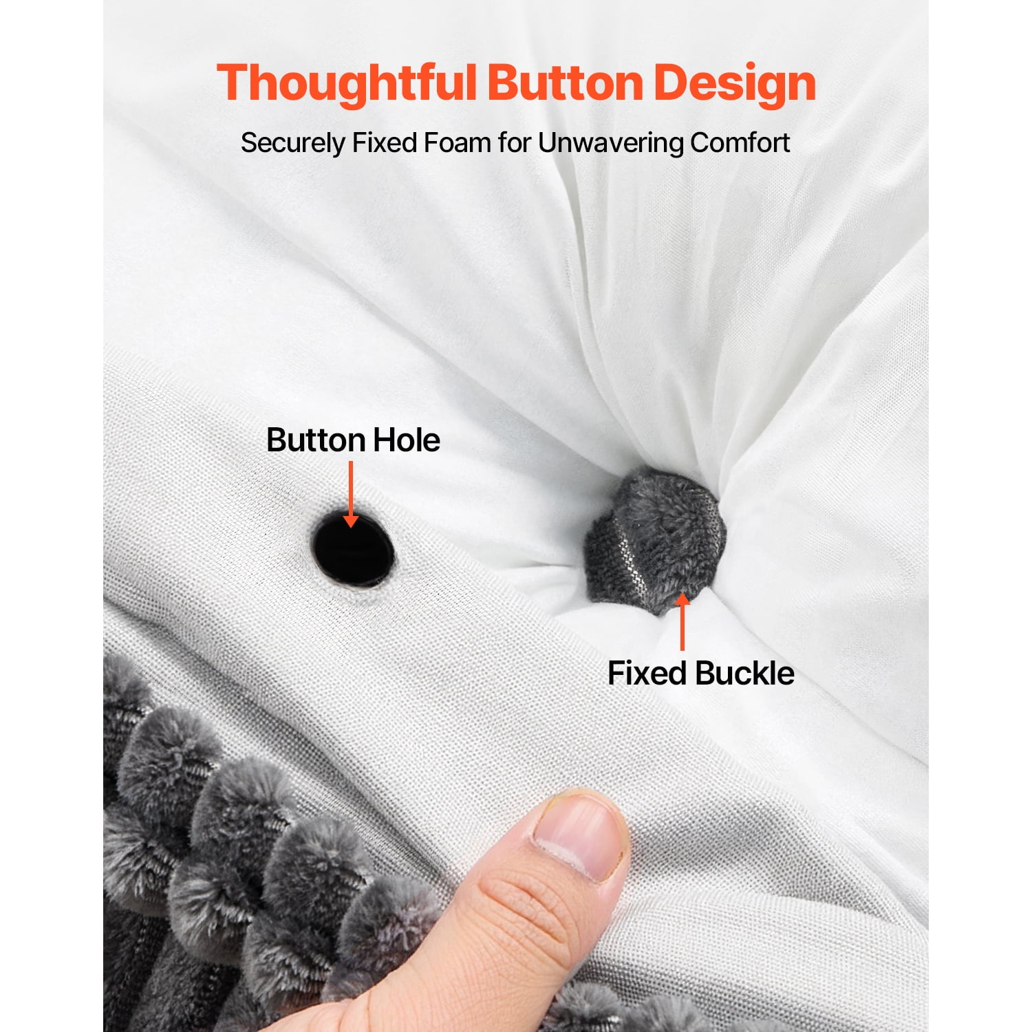 KFFKFF Queen Size Wedge Pillow with Side Pockets and Adjustable Headrests, Washable Flannel Cover, Ideal for Reading, Gaming, Relaxing, and Working in Bed, Grey