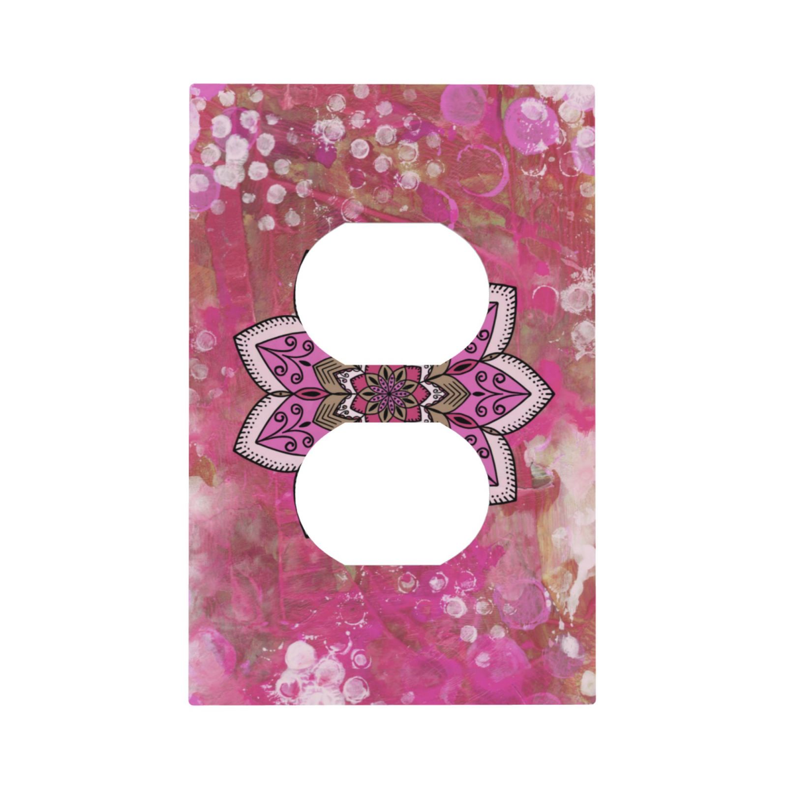 DouZhe 1-Gang Duplex Outlet Cover, Bohemian Pink Mandala Decorative ...